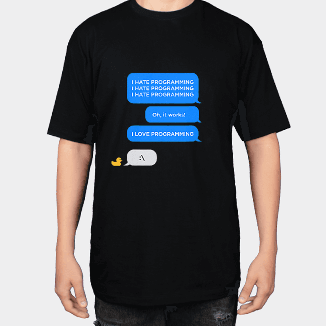تیشرت برنامه‌نویسی طرح I LOVE PROGRAMMINGنمای روبرو ۱ - رنگ مشکی